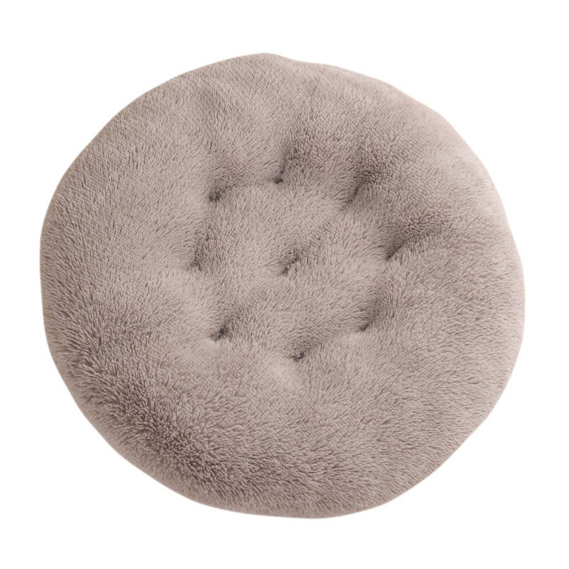 Round Plush Pet Bed Warm Soft Comfortable Sleeping Mat