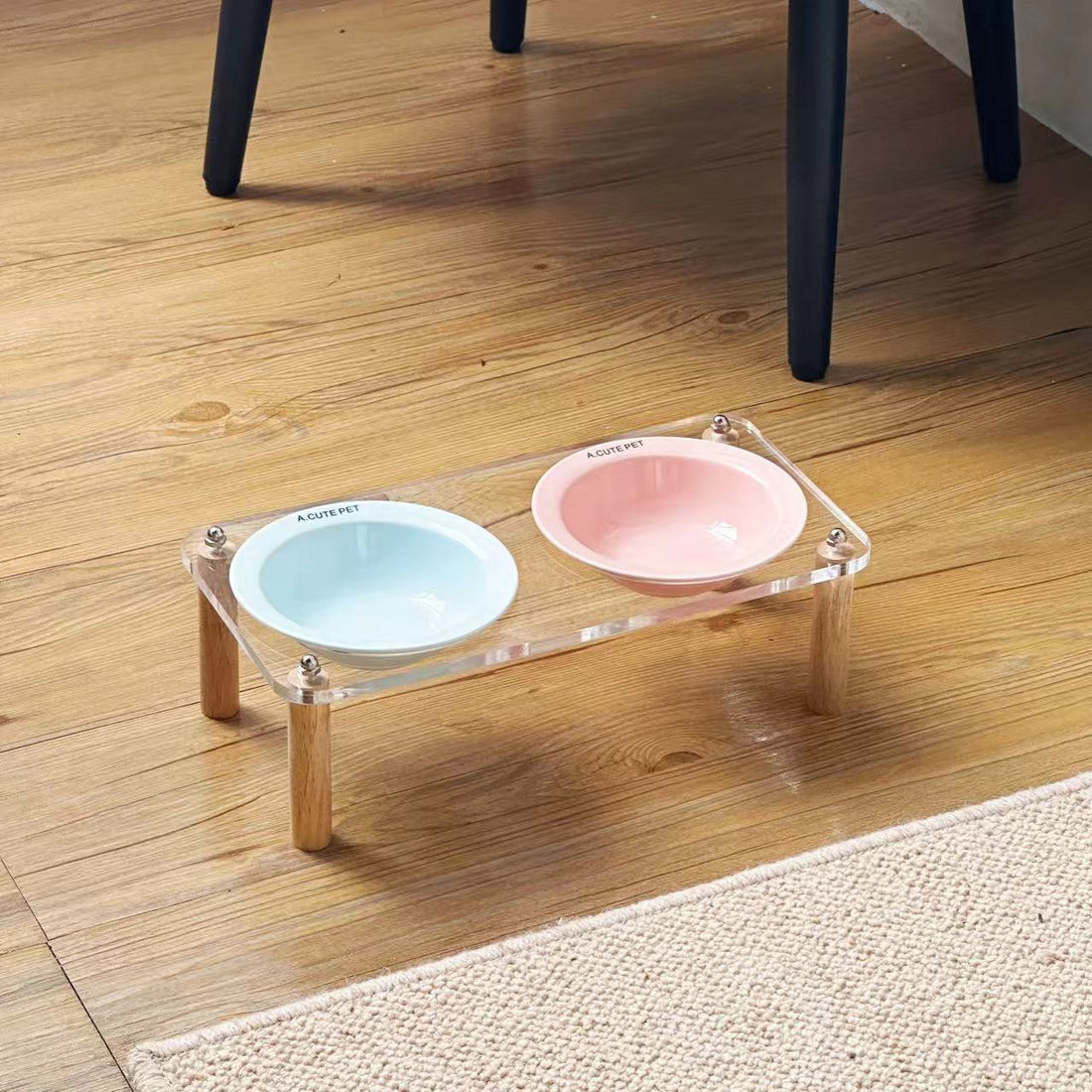 Anti Tumble Pet Ceramic Double Bowl Elevated Food Water Feeder Stand