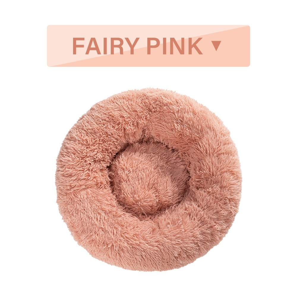 Fluffy Donut Pet Bed Warm Soft Plush Calming Sofa Mat