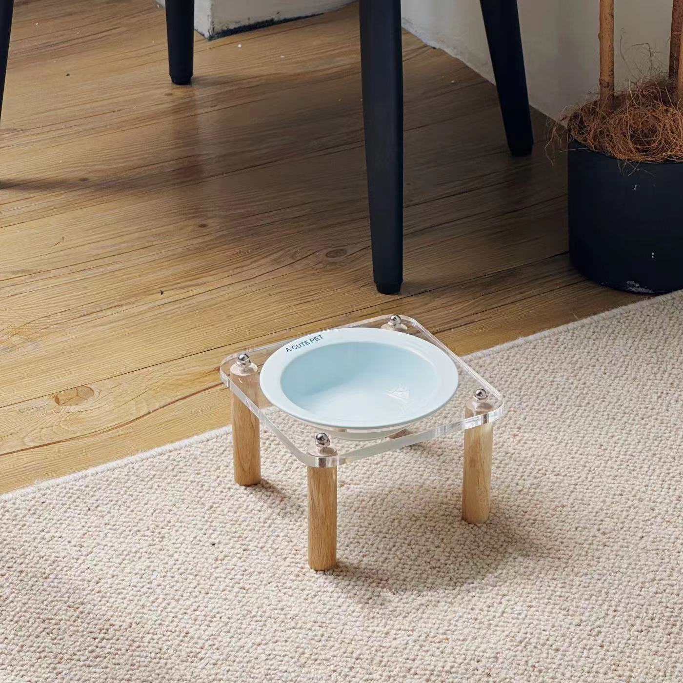 Anti Tumble Pet Ceramic Double Bowl Elevated Food Water Feeder Stand