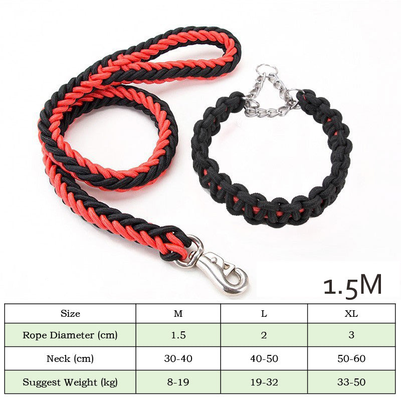 Heavy Duty Nylon Braided Pet Training Walking Leash Set