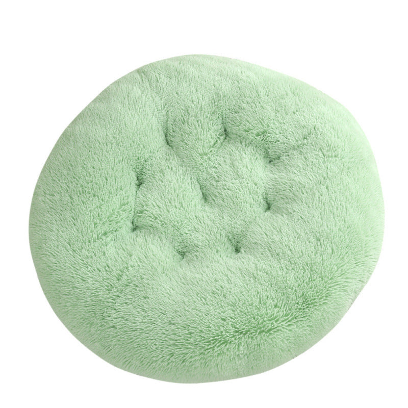 Round Plush Pet Bed Warm Soft Comfortable Sleeping Mat
