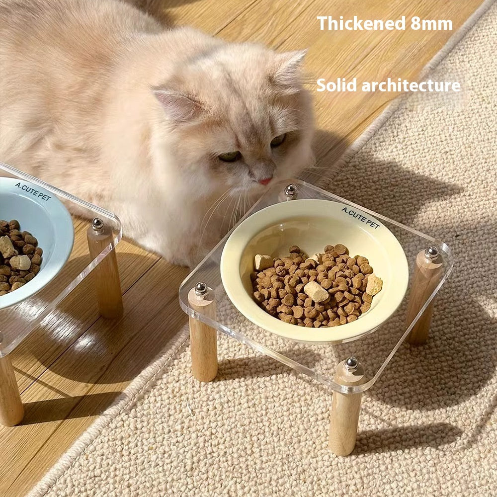 Anti Tumble Pet Ceramic Double Bowl Elevated Food Water Feeder Stand