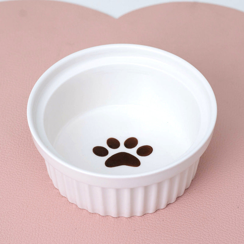 Pet Ceramic Double Bowl Water Feeder Diagonal Design Set