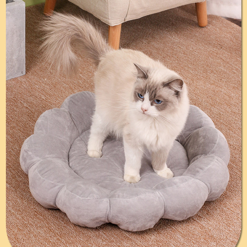 50x50cm Plush Petal Pet Bed Double Sided Soft Cozy Nest