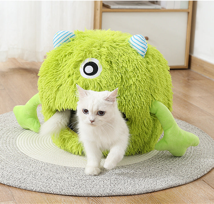 Machine Washable Calming Fluffy Round Pet Bed Soft Non Slip Cuddler Cushion
