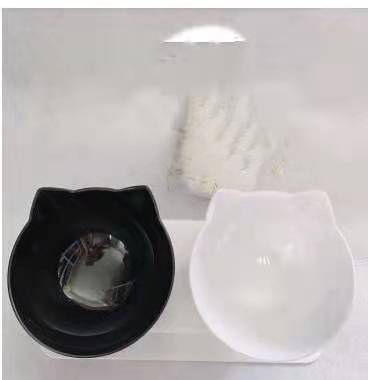 Non Slip Double Pet Bowl Raised Stand Transparent Feeder Ergonomic Design