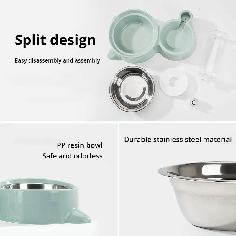 Automatic Pet Food And Water Dispenser Gravity Bowl Fountain