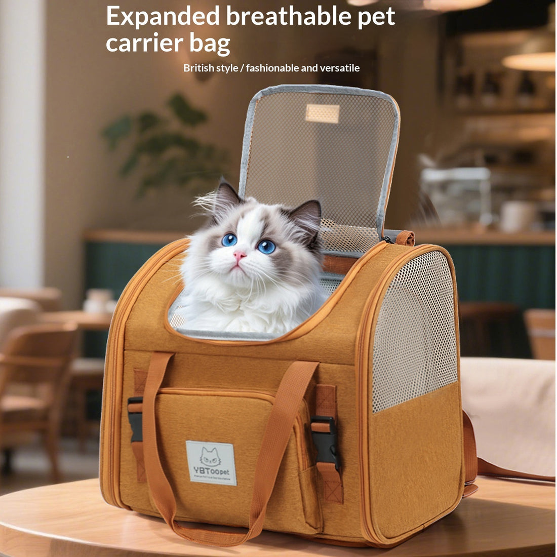Expandable Breathable Portable Pet Backpack Large Capacity Outdoor Carrier