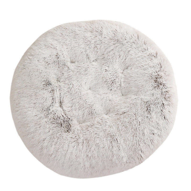 Round Plush Pet Bed Warm Soft Comfortable Sleeping Mat