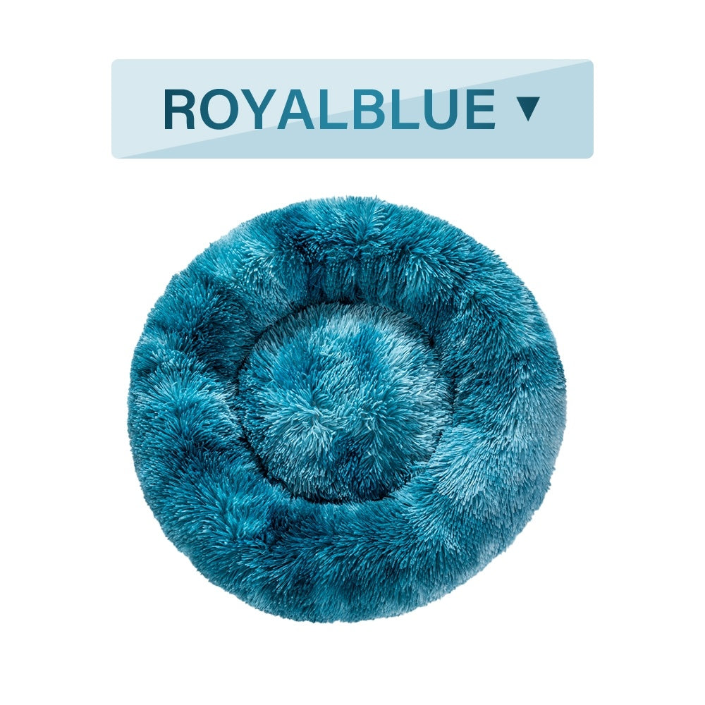 Fluffy Donut Pet Bed Warm Soft Plush Calming Sofa Mat
