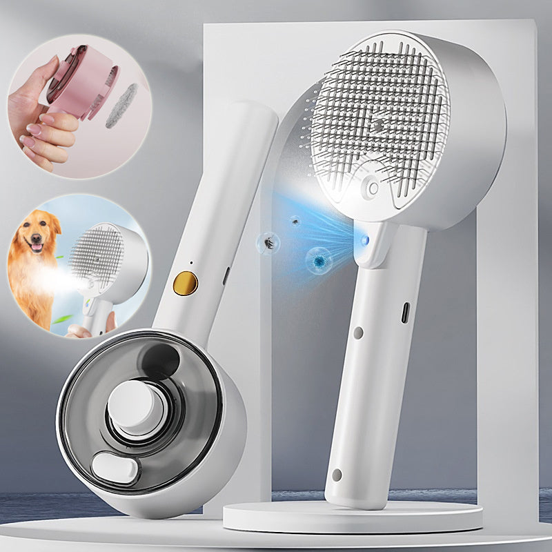 Self Cleaning Pet Steam Grooming Brush Hair Removal Tool