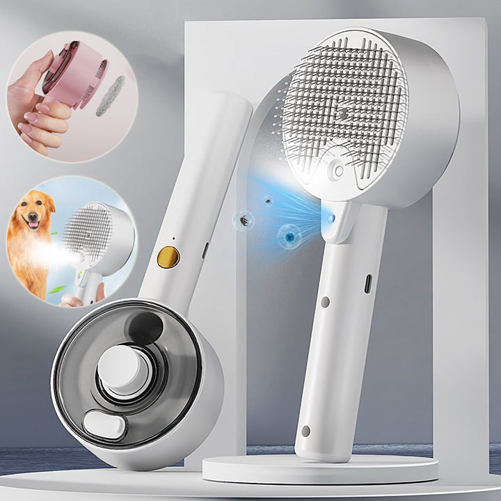 Self Cleaning Pet Steam Grooming Brush Hair Removal Tool