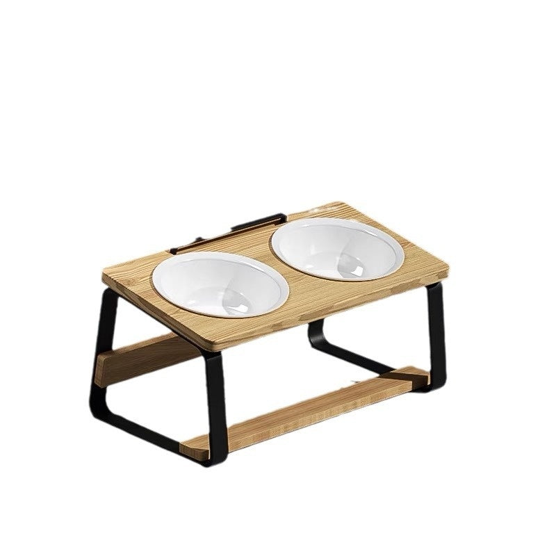 Ceramic Double Pet Bowl Cervical Spine Protection Food Water Feeder