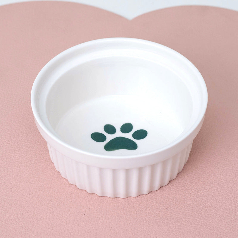 Pet Ceramic Double Bowl Water Feeder Diagonal Design Set