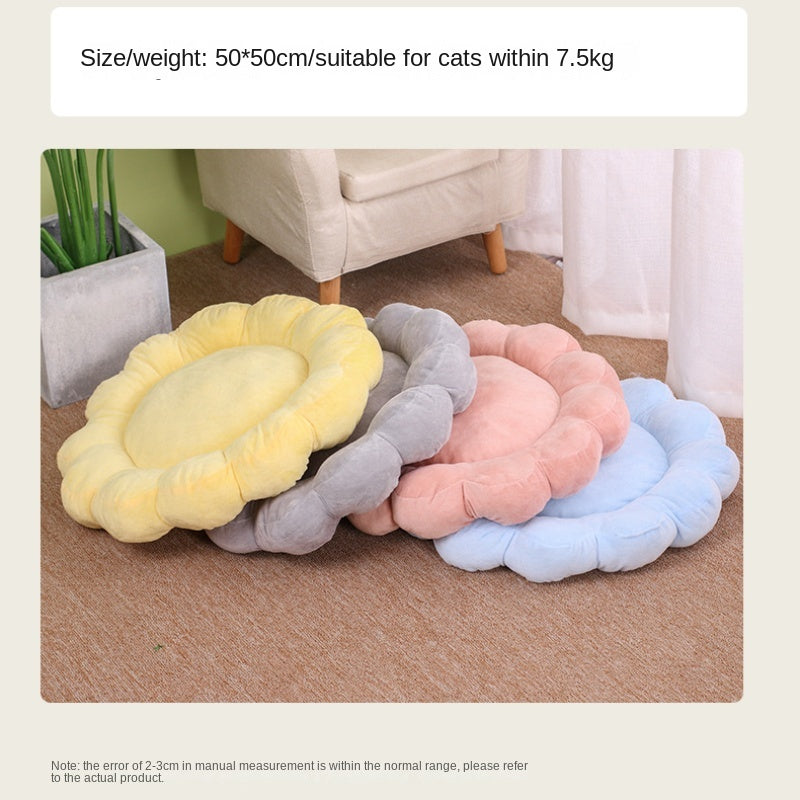 50x50cm Plush Petal Pet Bed Double Sided Soft Cozy Nest