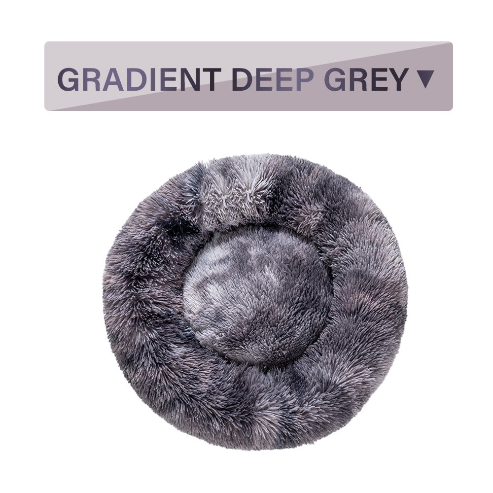 Fluffy Donut Pet Bed Warm Soft Plush Calming Sofa Mat