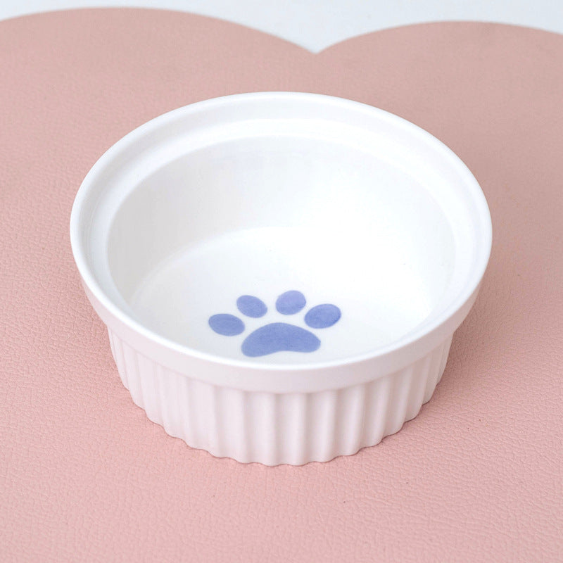 Pet Ceramic Double Bowl Water Feeder Diagonal Design Set