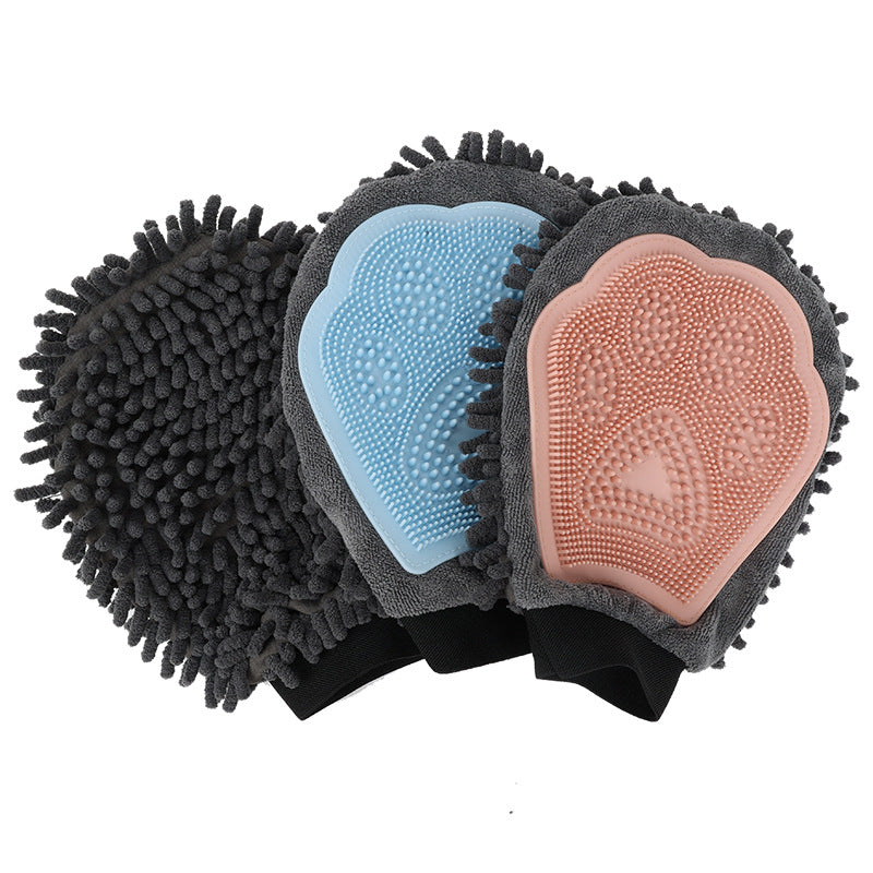2 In 1 Pet Bathing Grooming Glove Massage Brush Tool